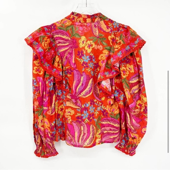 NWT FARM Rio Spring Bananas Ruffle Blouse S - Picture 3 of 4